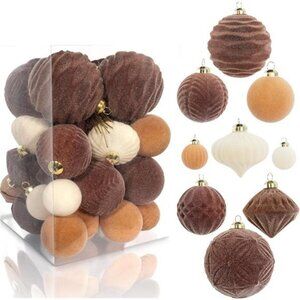35PCS Velvet Christmas Ball Ornaments, Multi-Color Shatterproof Christmas Decor